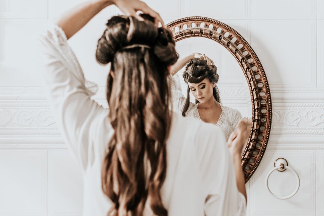 person trying new hairstyle